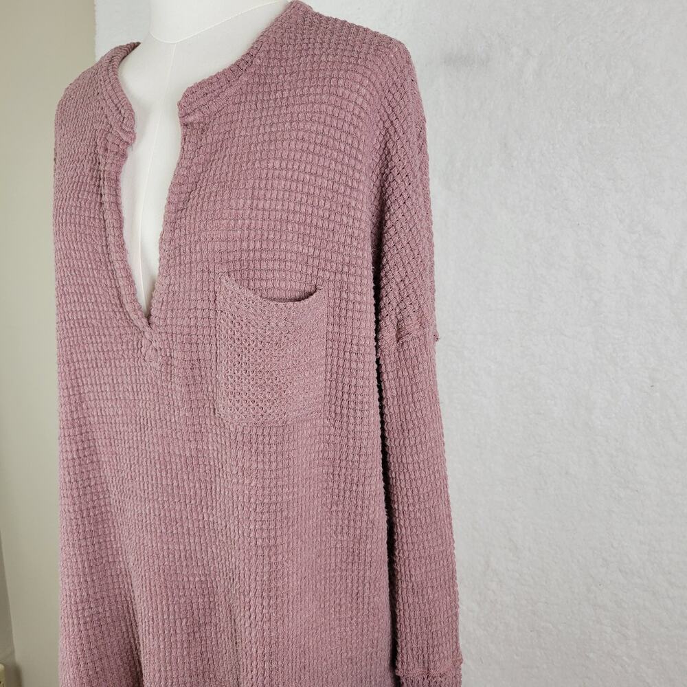 In Loom Lightweight Waffle Knit Sweater Womens Sz L Mauve Minimalist - Picture 3 of 8